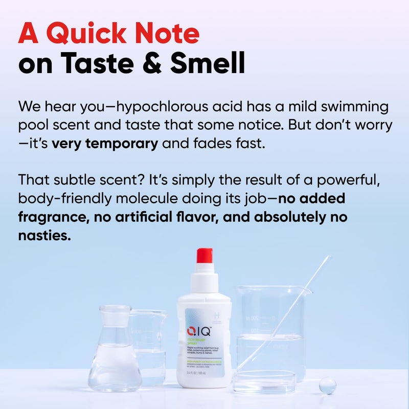 QIQ Itch Relief Spray – High Purity Hypochlorous Acid Spray, Fast Anti Itch Relief from Bug Bites, Rashes, Scrapes, Burns, and Helps Provide Relief from Eczema, Steroid & Alcohol-Free (3.4oz) - Image 5